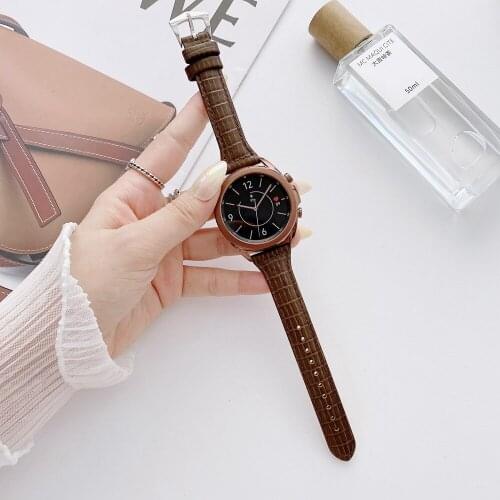 Crocodile Patter Leather Strap For Samsung Galaxy Watch 3 45mm 41mm Band Galaxy Watch 42mm 46mm/Gear S3 Bracelet Watchbands