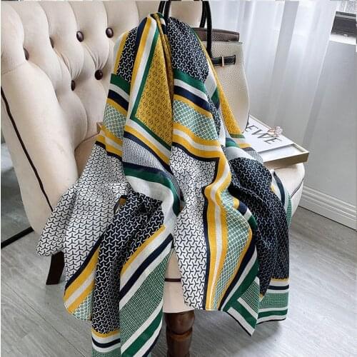 Luxury Brand Cotton Scarf Women Large Shawls Pashmina Hijab Foulard Echarpe Design Print Lady Beach Stole printing Scarve Pareo
