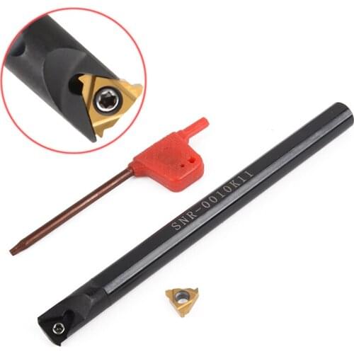1 Set CNC Lathe Threading Turning Tool SNR0010K11 10*125mm Boring Bar + 11IR A60 Carbide Insert Durable Blades + T8 Wrench