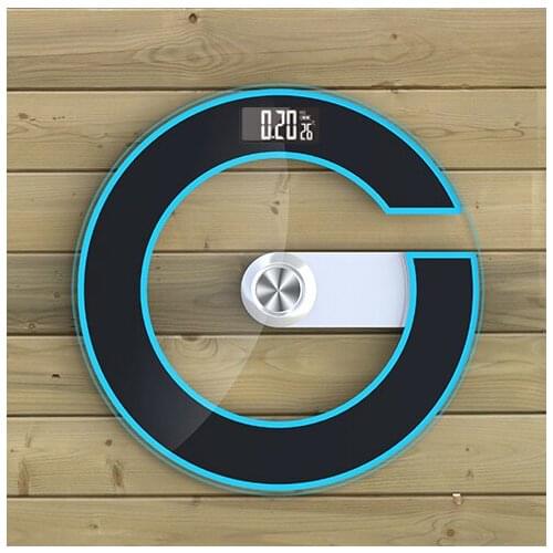 New 2018 Large Size Bathroom Scale Tempered Glass Electronic Floor Scales Round Black Green Temperature Power Display LED Night