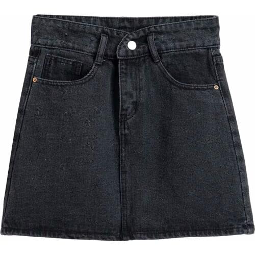 2021 new summer black jeans mini skirts womens high waist a-line skirts fashion streetwear Solid color Simplicity