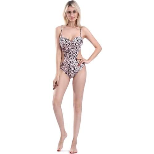 2021 new leopard print sexy bikini one piece swimsuit women