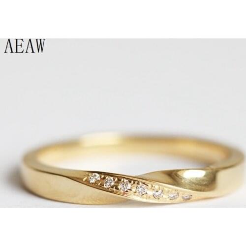 Twisted Diamond Wedding Ring 1.2mm 0.049ctw Round Cut Natural Diamond Engagement Wedding Band 14k Solid Yellow Gold For Women