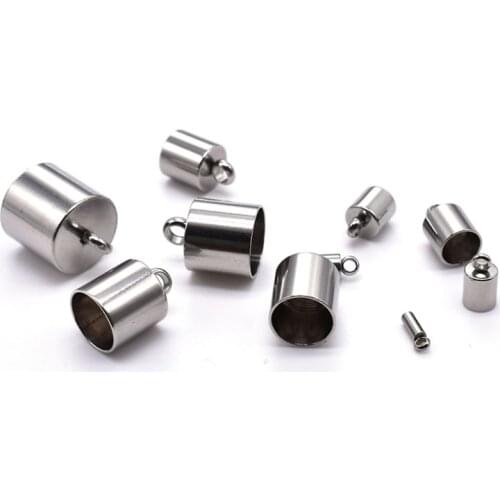 1.2/1.5/3/4/6/8/10mm End Caps Leather Cord End Clasps Stainless Steel Jewelry findings For Round Leather Cord Connector DIY