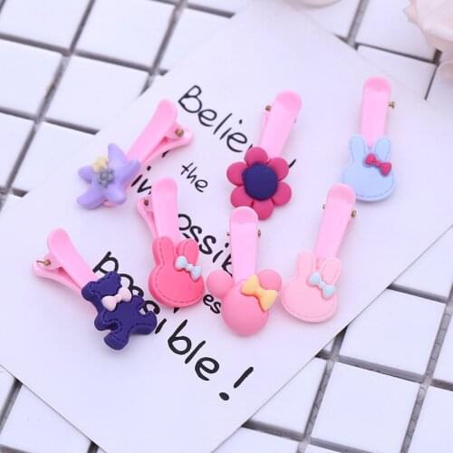 10Pcs/lot Korean Flower crown Hair Clip Kids Headband Acrylic Sweet Hair Accessories Boutique Bear Barrettes Rabbit Girl Gift