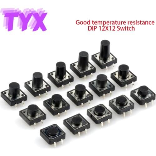20Pcs PCB 4Pin Touch Button Micro Switch Mini Micro Switch DIP4 12x12 12*12*4.3/5/6/7/7.5/8/9/10/11/12/13/14/15/16/17/18/20MM