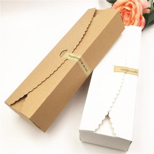 20Pcs/Lot Long Packing Card Paper Boxes With Long Stripe Free Handmade Love Sticker For Wedding Party Chocolate Dessert Case