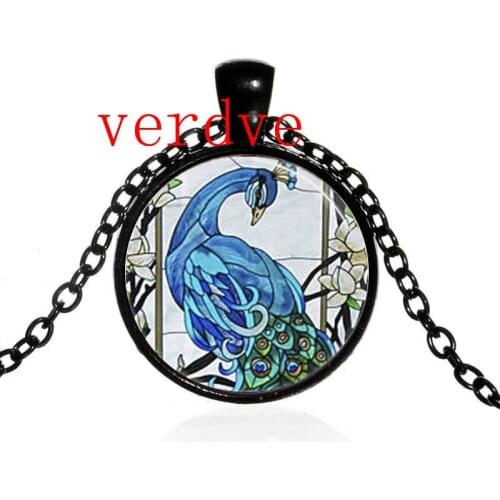 3/Color Cute Peacock Feather Necklace Locket Pendant Glass Dome Pendants Peafowl Necklaces Bird Statement Animal Jewelry Gifts