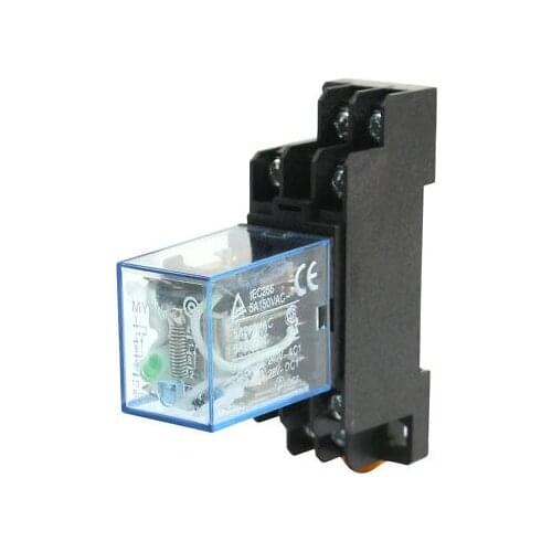 35mm DIN Rail DPDT 8Pin General Purpose Relay DC 12V Coil Green Lamp w Socket