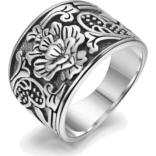 FNJ 925 Silver Flower Ring for Women Men Jewelry New Pure S925 Silver Sterling Ring Adjustable Size 7-11