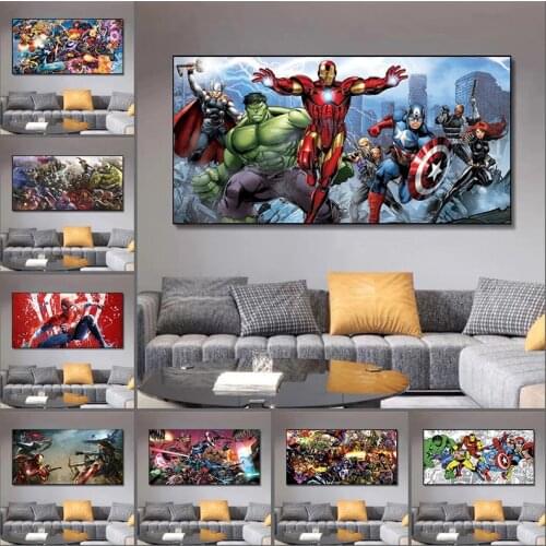 Marvel Superhero Captain America Iron Man Spiderman CCanvas Painting Posters and Prints Wall Art Picture Home Living Room Decor