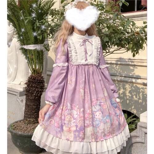 Kawaii new Japanese dress Lolita dress Cos Lolita Princess loose Loli cute print dress Cos Tea Party Princess Dress