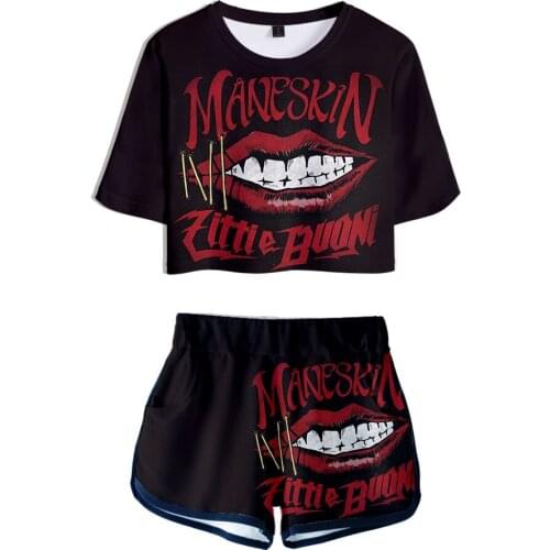 Fashion Ltaly Band Maneskin 3D Summer Unisex Sets Sexy Short Tops+shorts Elastic Waist Suit Fashion Women/Men Two Piece Sets