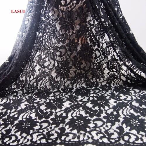 LASUI 1.5m*3m =1 piece BLACK Hollow Cord Eyelash French Lace Fabric Diy High End Lace diy Dress Accessories C0159