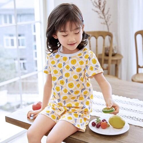 Girls Flower Summer Pajamas Baby Boy Dinosaur Car Pyjamas Children Cool Clothing Sets Kids Sleepwear For 2 3 4 5 6 7 8 9 10 11 y