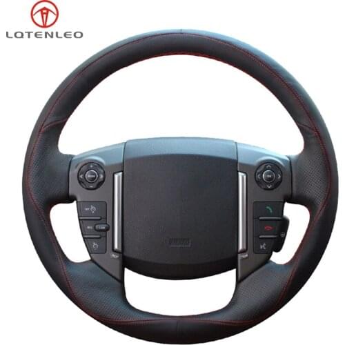LQTENLEO Black Genuine Leather Suede Car Steering Wheel Cover For Land Rover Discovery 4 2010-2016 Range Rover Sport 2010-2013