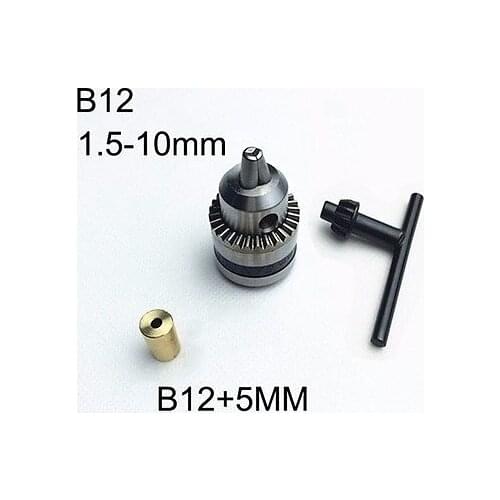 Mini Electric Drill Chuck 1.5-10mm With 5mm Copper Shaft Mount B12 Inner Hole Rotary Tools DIY accessories for mini lathe