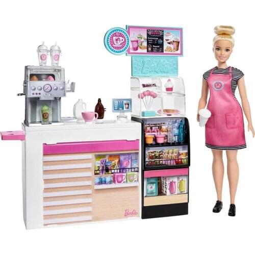 New Original Barbie®Coffee Shop with 12-in/30.40- The Girlbrinquedos Gift Boneca GirlsToys Baby Doll Girl Toys for Kids Children