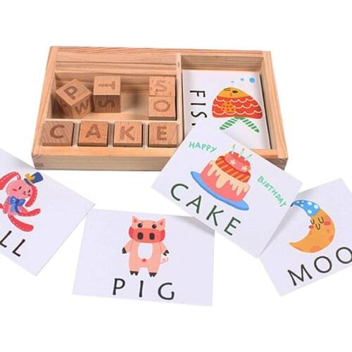 Educational Toys Wood Cardboard Learning English Wooden Toys Baby Montessori Materials Math Toys Cognitive Puzzle Cards Kid Gift