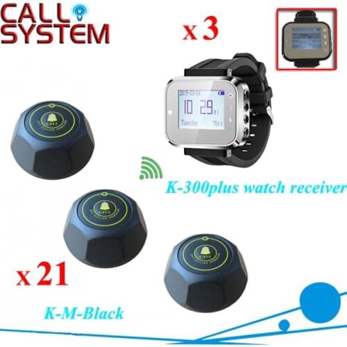Restaurant waiter call bell system for catering equipment 3 smart watch 21 buzzer beeper Wireless