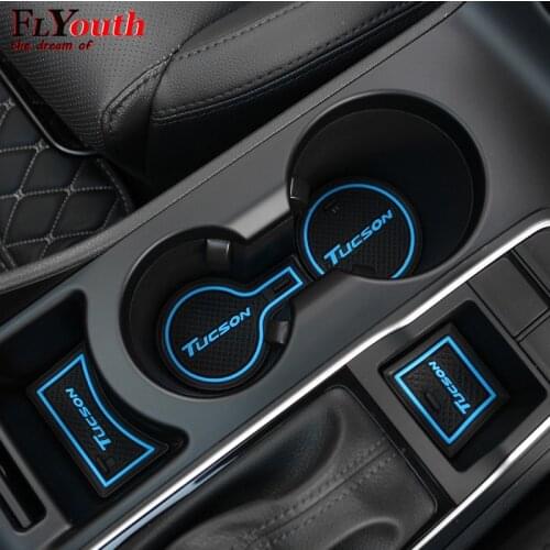 Rubber Car Door Groove Mat For Hyundai Tucson 2016 2017 2018 2019 Anti-slip Pad Interior Decoration Car-Styling Cup Mat 22pcs