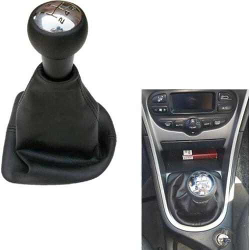 Car Gear Shift Knob With Leather Boot Chrome Cap For PEUGEOT 207 307 307 CC 406 308 308 CC