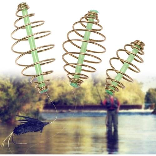 10pcs Fishing Bait Metal Spring Nesting Device Fishing Bait Attachment Bait Cage Trap Feeder Explosive Spring Hook