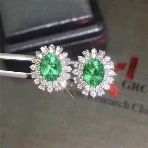 S925 Natural Columbia Emerald Earrings for Women Green Gemstones Eardrops Top Quality Fine Jewelry 4*5mm Party May Birthstone