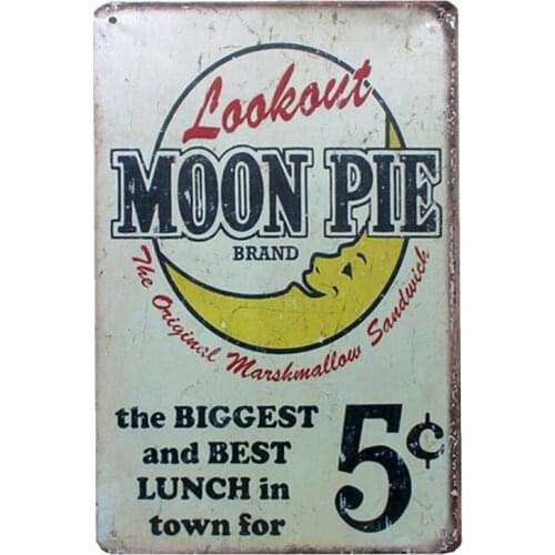 The Biggest And Best Lunch Moon Pie Metal Signs Pub Bar Hotel Buffet Vintage Home Decorative Retro Metal Art Poster YN135