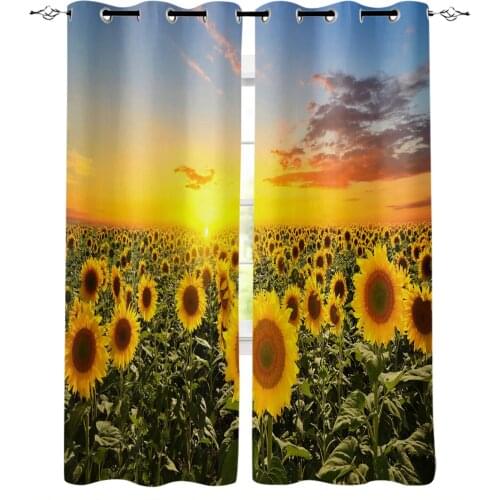Sunflowers Bloom Garden Flower Curtains For Living Room Bedroom Window Treatment Blinds Drapes Modern Kitchen Curtains