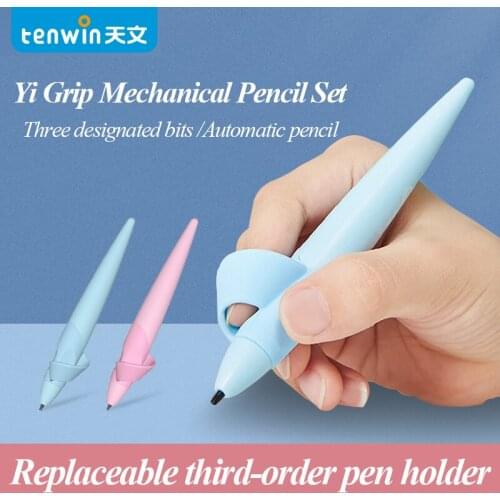 TENWIN Blue/Pink/Gray School Childrens Easy Grip Activity Pencil Set Automatic Standard Safety Comfortable School Stationery