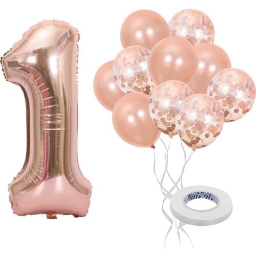 40''Rose Gold Number Balloon Baby Shower Birthday Decoration Foil Balloons Wedding Birthday Party Decor Kids Sequins Balloon