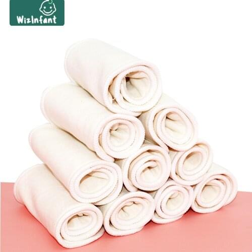 WizInfant 10pcs 3 layers Hemp Cotton Diaper Insert Reusable Super Soft Baby Nappy Insert 35*13.5cm for Cloth Diaper&Covers