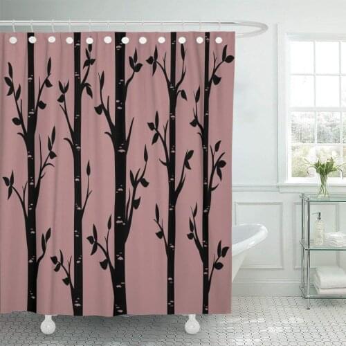 Birch Grove Aspen Trees Leaves Pattern Suitable for Laser Shower Curtain Waterproof Polyester Fabric 60 x 72 Inches Set