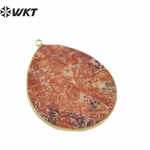 WT-P1551 New picture ja sper stone pendant gold electroplated water drop stone pendant women party gift jewelry stone pendant
