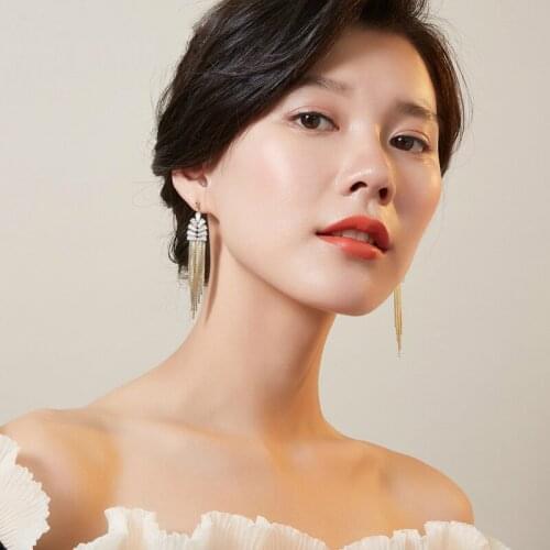 New Retro Gold Color Long Hanging Earring For Women Metal Tassel Ethnic Drop Earrings Hypherbole Office Lady Jewelry Accessories