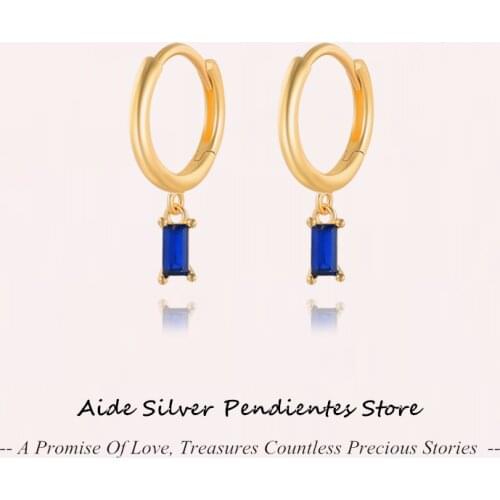AIDE 925 Sterling Silver Blue French Bread Zircon Earrings Hoops For Women Demon Eye Butterfly Shape Earrings Pendientes Plata