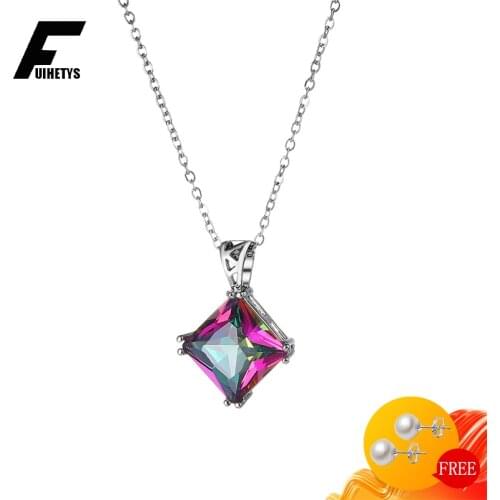 BaliJelry 925 Silver NecklaceJewelry Accessories Colorful Topaz Gemstone Pendant Ornament for Women Wedding Engagement Wholesale