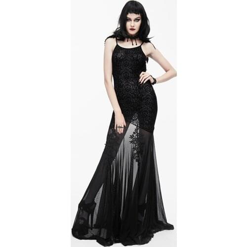 EVA LADY Gothic Black Sexy Backless O-Neck Silk Women Dress Fashion Party Prom Gorgeous Evening Party Floor-length Dresses