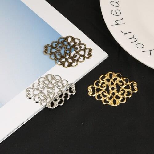 New 30x37mm 10Pcs Gold/Bronze/Rhodium Color Plated Tone Filigree Wraps Connectors For DIY Accessories Pendant Jewelry Making