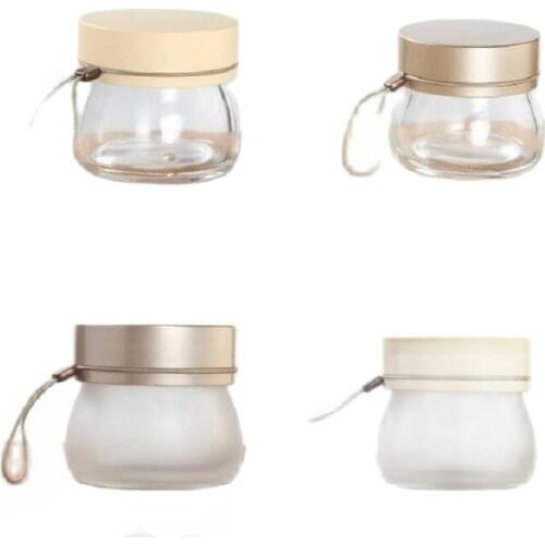 100G clear/frosted glass jar/pot with light yellow/brown lid night day cream/mask/facial cream/moisturizer /wax cosmetic packing