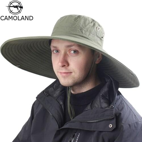 16cm Long Wide Brim Sun Hat Breathable Safari Hat Men Women Boonie Hat Summer UV Protection Cap Hiking Fishing Bucket Hat Beach