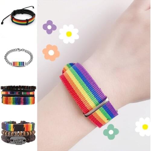 2021 Fashion Woven Watch Band Wristband Rainbow Bracelet Korean style Adjustable Women Bracelet Charm Straps Couple Jewelry
