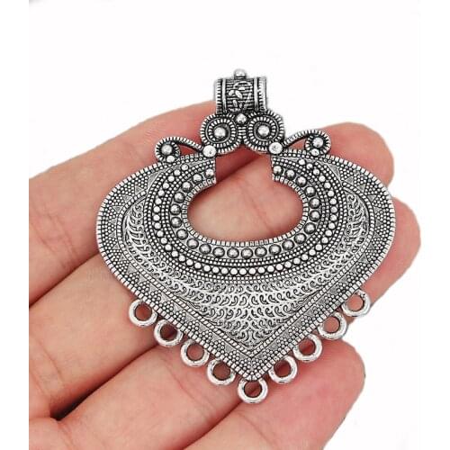 4PCS Large Tone Vintage Hollow Love Heart Shape Charms Pendants Connectors for Necklace Finding Jewelry
