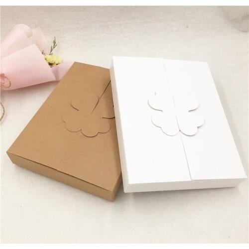 40pcs White and Brown Paper Gift Packaging Boxes Square Shape Lovely Wedding Party Favor Candy Handmade Craft Boxes