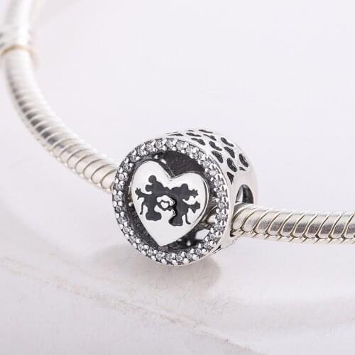 925 Sterling Silver Original Design European Mickey Minnie Love Pendant Charm Bracelet DIY Jewelry Making For Pandora