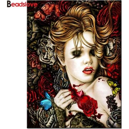 5d diy Diamond Painting vampire girl Custom Photo diamond mosaic full square drill diamond embroidery Woman home decor Gift,S30
