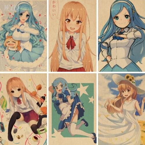 Himouto! Umaru-chan Anime Posters Wall Poster Retro Poster Home Decor Wall Art Canvas Painting Photos for Childrens Room Decor