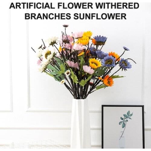 Artificial Flower Realistic Looking Vibrant Color Faux Silk Flower Fake Sun Flower Decoration for Home