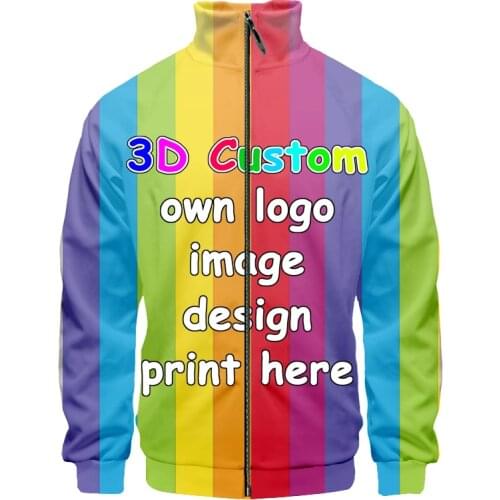 IFPD EU/US Size Custom Stand Collar Jacket DIY 3D Print Your Own Design 3D Zipper Coat America Plus Size Dropshipping Wholesaler
